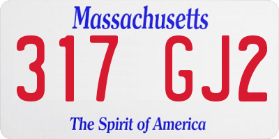 MA license plate 317GJ2