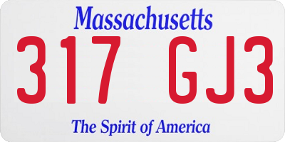 MA license plate 317GJ3