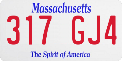 MA license plate 317GJ4