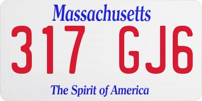 MA license plate 317GJ6