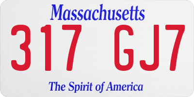 MA license plate 317GJ7