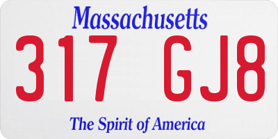 MA license plate 317GJ8