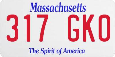 MA license plate 317GK0