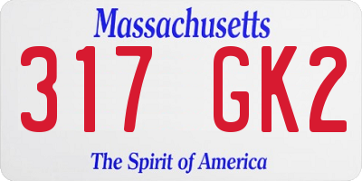 MA license plate 317GK2