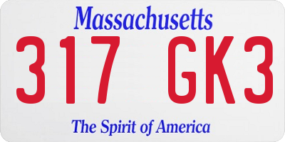 MA license plate 317GK3