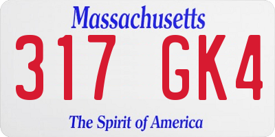 MA license plate 317GK4