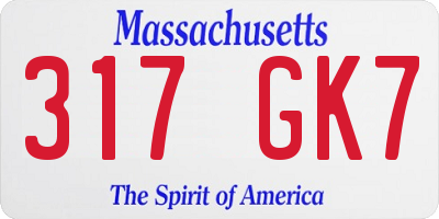 MA license plate 317GK7
