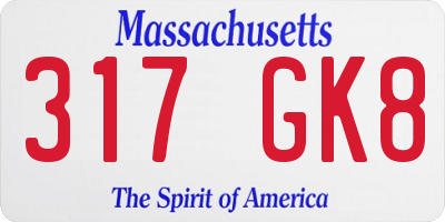 MA license plate 317GK8