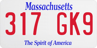 MA license plate 317GK9
