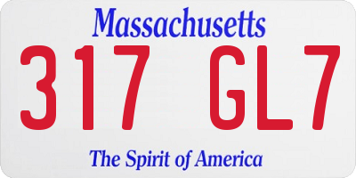 MA license plate 317GL7