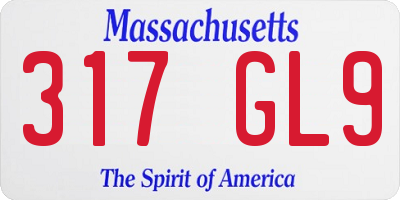 MA license plate 317GL9