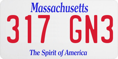 MA license plate 317GN3