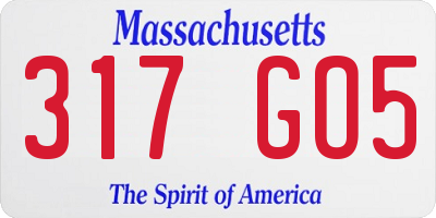 MA license plate 317GO5