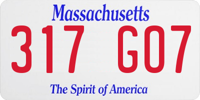 MA license plate 317GO7