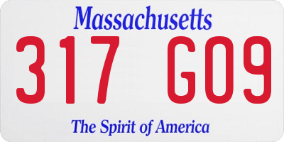 MA license plate 317GO9