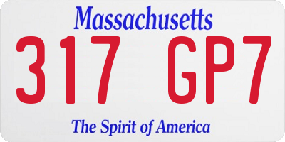 MA license plate 317GP7