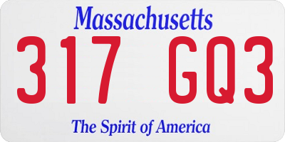 MA license plate 317GQ3