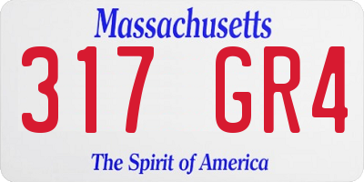 MA license plate 317GR4