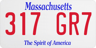 MA license plate 317GR7