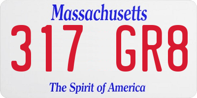MA license plate 317GR8