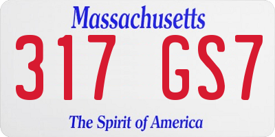 MA license plate 317GS7