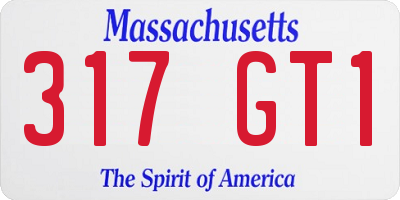 MA license plate 317GT1