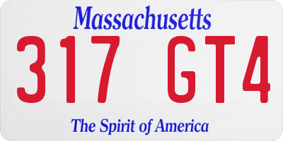 MA license plate 317GT4