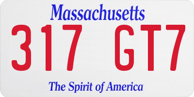 MA license plate 317GT7
