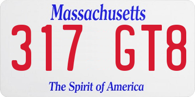 MA license plate 317GT8