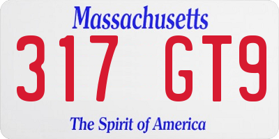 MA license plate 317GT9