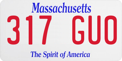 MA license plate 317GU0