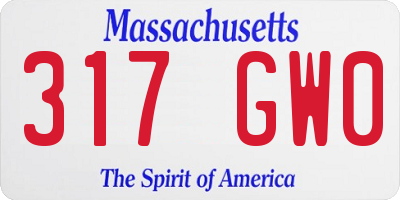 MA license plate 317GW0