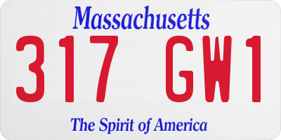 MA license plate 317GW1