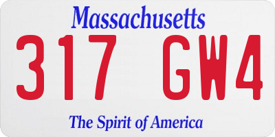 MA license plate 317GW4