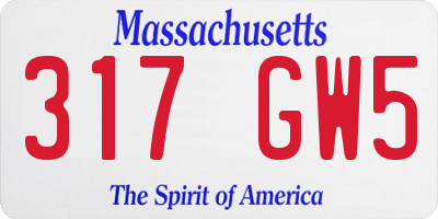 MA license plate 317GW5