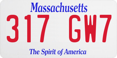 MA license plate 317GW7
