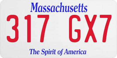 MA license plate 317GX7