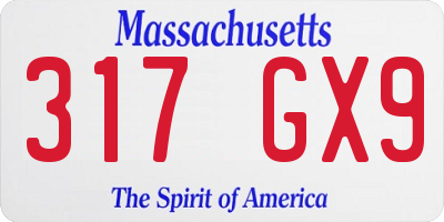 MA license plate 317GX9