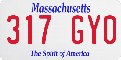 MA license plate 317GY0