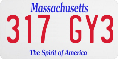 MA license plate 317GY3