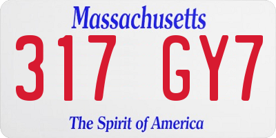 MA license plate 317GY7