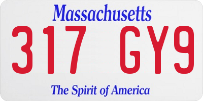 MA license plate 317GY9