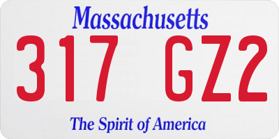 MA license plate 317GZ2