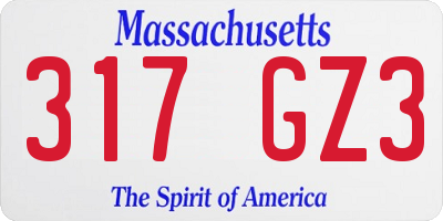 MA license plate 317GZ3