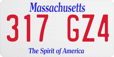 MA license plate 317GZ4