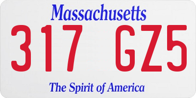 MA license plate 317GZ5