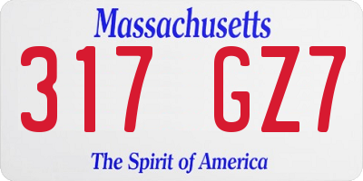 MA license plate 317GZ7