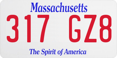 MA license plate 317GZ8