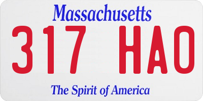 MA license plate 317HA0