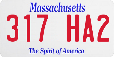MA license plate 317HA2